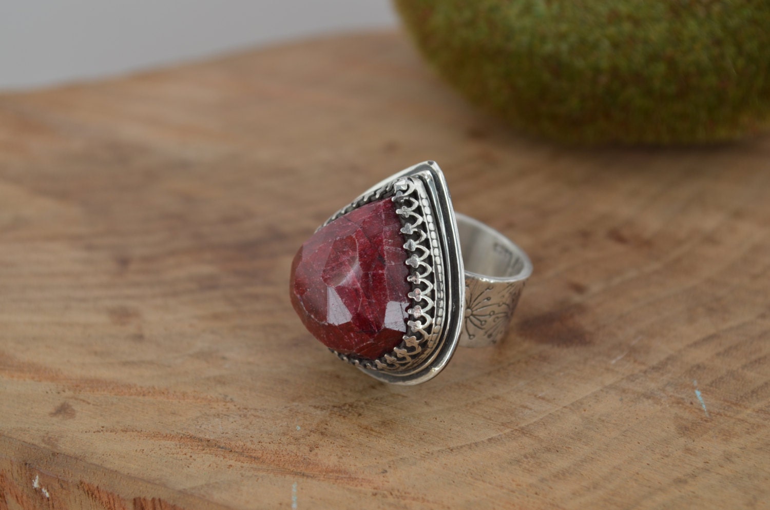 Sterling Silver Ring with Ruby Gemstone