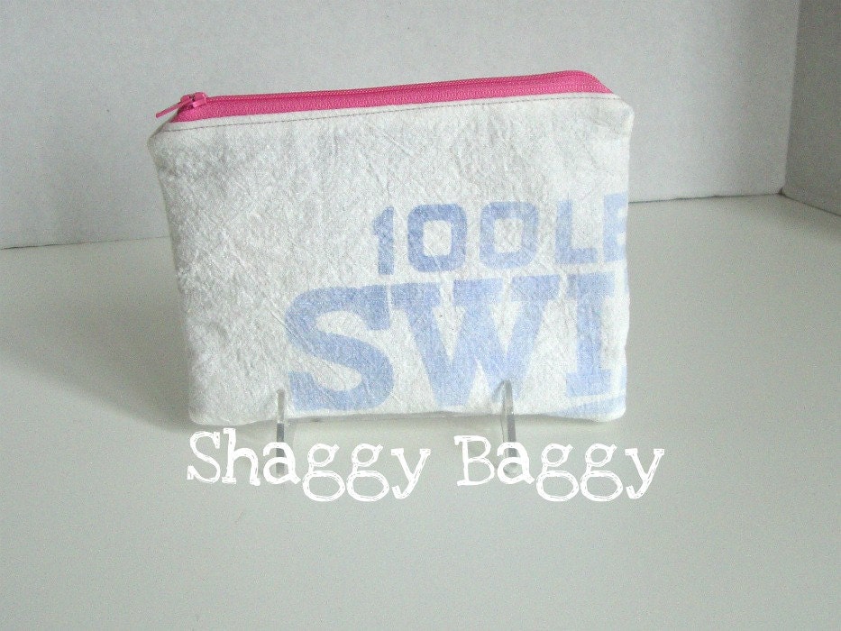 Vintage Feed Sack Zipper Pouch