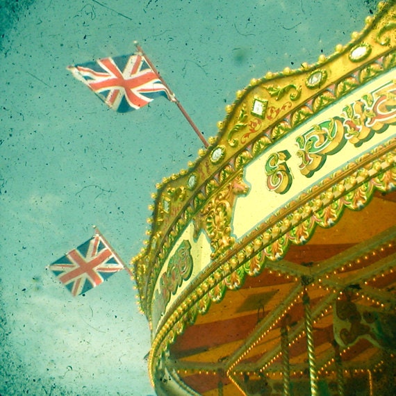 A Love Affair Rekindled - Carnival photograph, fairground, carousel art, nursery decor, kids wall art, gold, red 8x8 Print