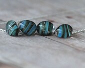 Ocean Blue/Green Necklace - Sparkle Unicorne Glass Droplet Beads - Monaco, Turqoise Blue, Emerald Teal Green - silver chain