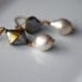Pearl Drop Earrings - Retro Vintage Lucite Dangles - Silver, Gold Asymmetrical Faceted Beads - Gold Brass - Wedding - Gift Box