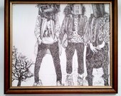 Cities - Original Ink Drawing on Bristol Paper, Framed