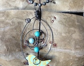Wired Up-cycled Bird and Eggs Spring Necklace by Kris Lanae