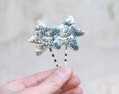 Silver Stardust Hair Pins // Felt and Sequin Stars // Pair // Sparkle Women's Hair Accessory by OrdinaryMommy on Etsy