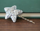 Silver Star Hair Pin // Felt and Sequin // Metallic Women's Hair Accessory by OrdinaryMommy on Etsy