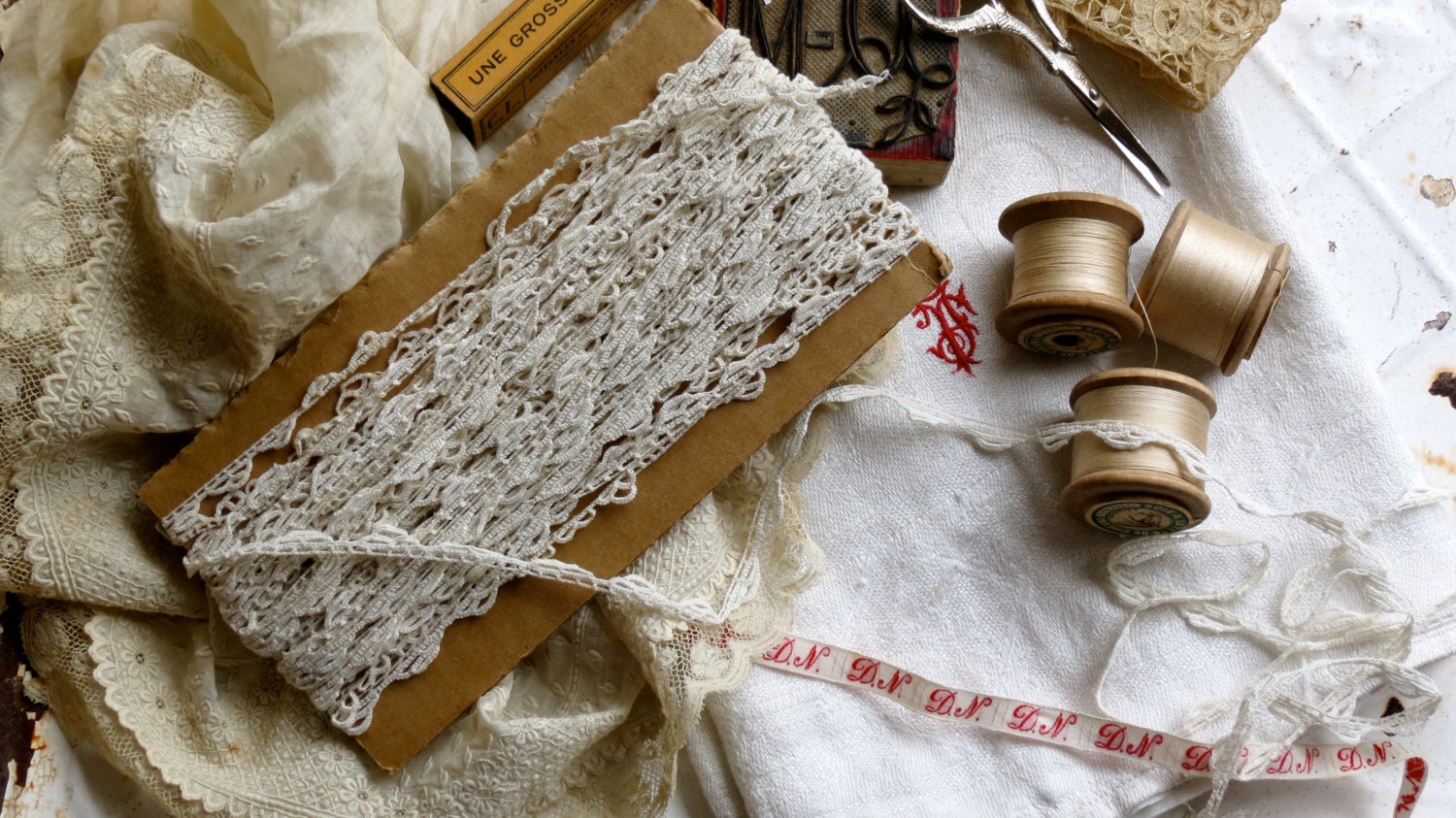 The Tiny Vintage Detail....Lovely Narrow Hand Crocheted Trim