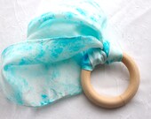 Teething Ring, Custom Dyed Silk / Baby Natural Toy - Waldorf Toy