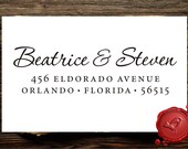 Custom calligraphy personalized  address wood handle mounted rubber stamp - style 1172C
