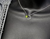 Peridot Heart Choker Necklace(14.5inches), August Birthstone, Green, Peridot Onion, Sterling Silver Chain, Wire Wrapped Heart,Gemstone