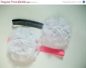 May Sale White 5" Vintage Lace & Chiffon Glitter Band Toddlers-Baby Girl Headband-Baby Headbands-Newborn Headbands-Fall Headband-photo prop