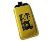 Samsung galaxy S3 S4 sleeve yellow leather screenprint cassette tape case