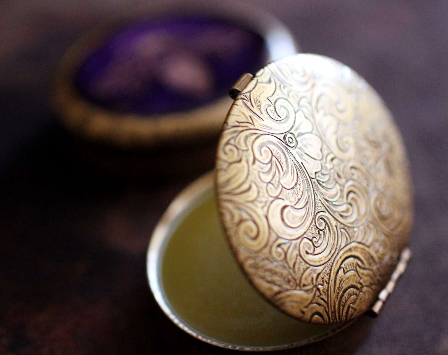 Natural Solid Perfume within a Tapestry Case  - Womens Oval Travel Compact - Bridal - An organic, vital nature fragrance