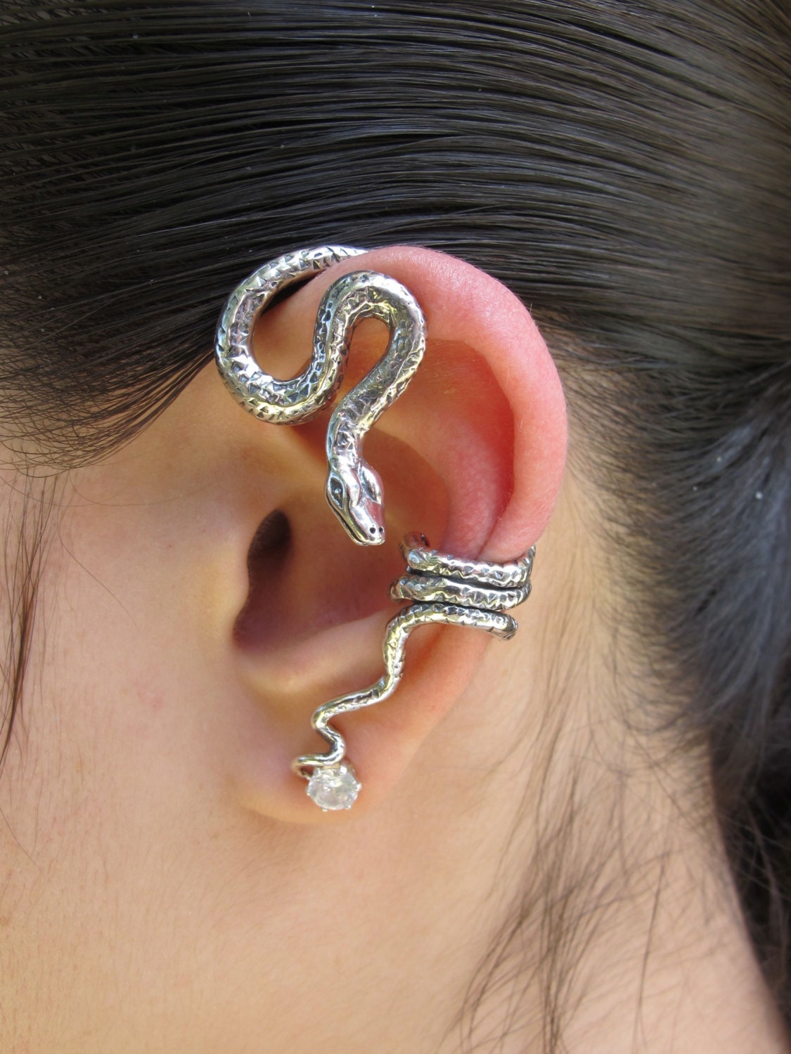 Python Snake Ear Wrap Silver
