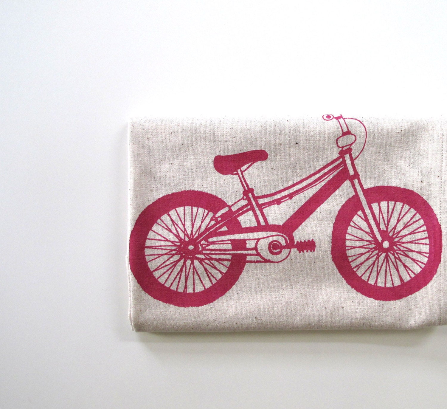 Bicycle Cotton Kitchen Towel Mountain Bike in Magenta Pink