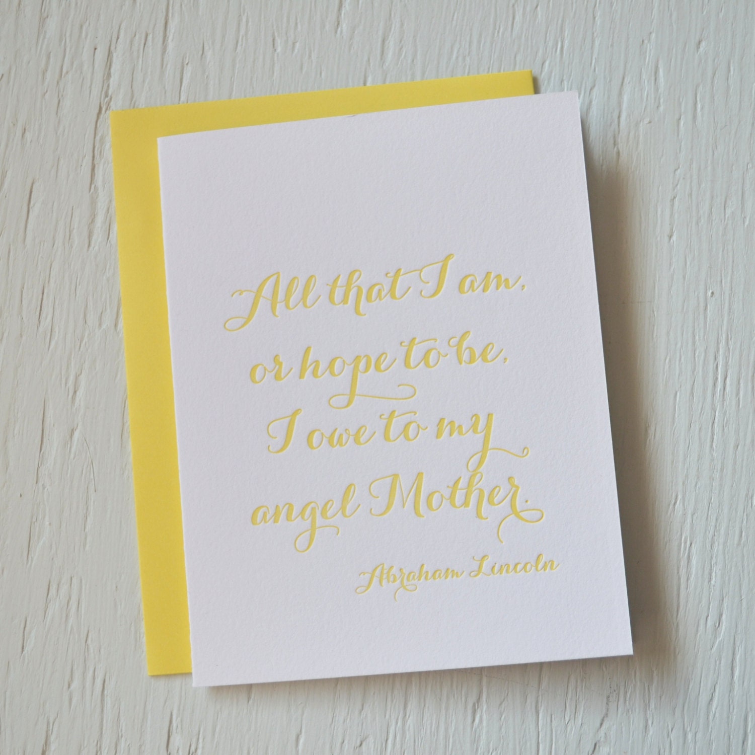 Letterpress card for mom - yellow - thank you, congratulations, wedding, milestone, mother's day