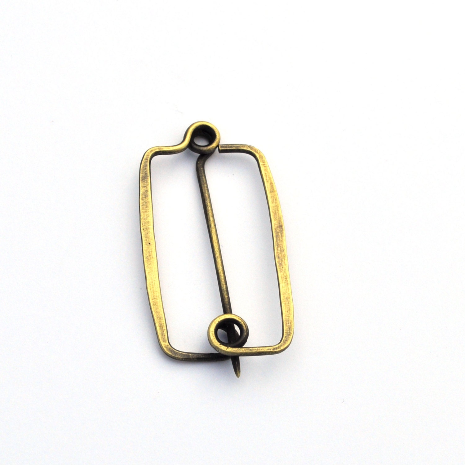 Rectangular Brass Fibula, Brass Brooch, Forged Jewelry, Brass Jewelry, Handmade Jewelry, Geometric Jewelry