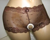 Not for the Shy Sexy Crotchless Lace Boy Shorts Panties Size Small