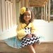 Little Girls Dress Kimono Style with Obi Sash - Black & White Chevrons