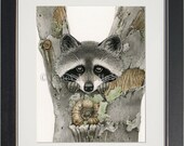 Raccoon - 8"x10" archival watercolor print by Tracy Lizotte