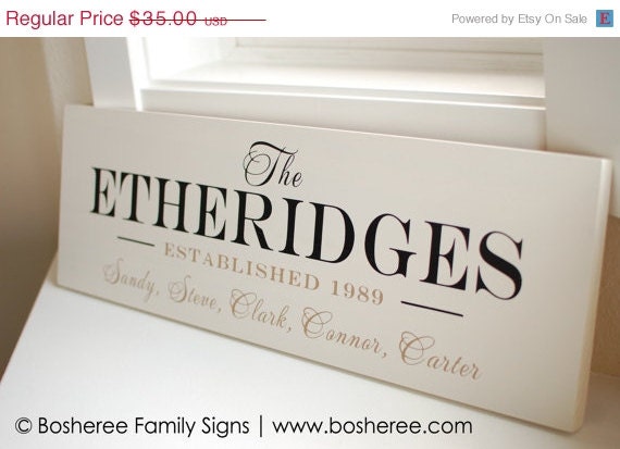 ON SALE Custom Last Name and Established Sign  - Perfect Fathers Day or Wedding Gift Idea - Item Number ETS-122