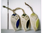 a trio of barn owl ornaments - spring colour combo (3)