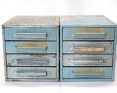 Lot of 2 Small Rustic Metal Stacking Parts Bins