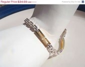 Summer Sale Vintage Sterling Silver 925 Bracelet with gold plated bars 7 inch