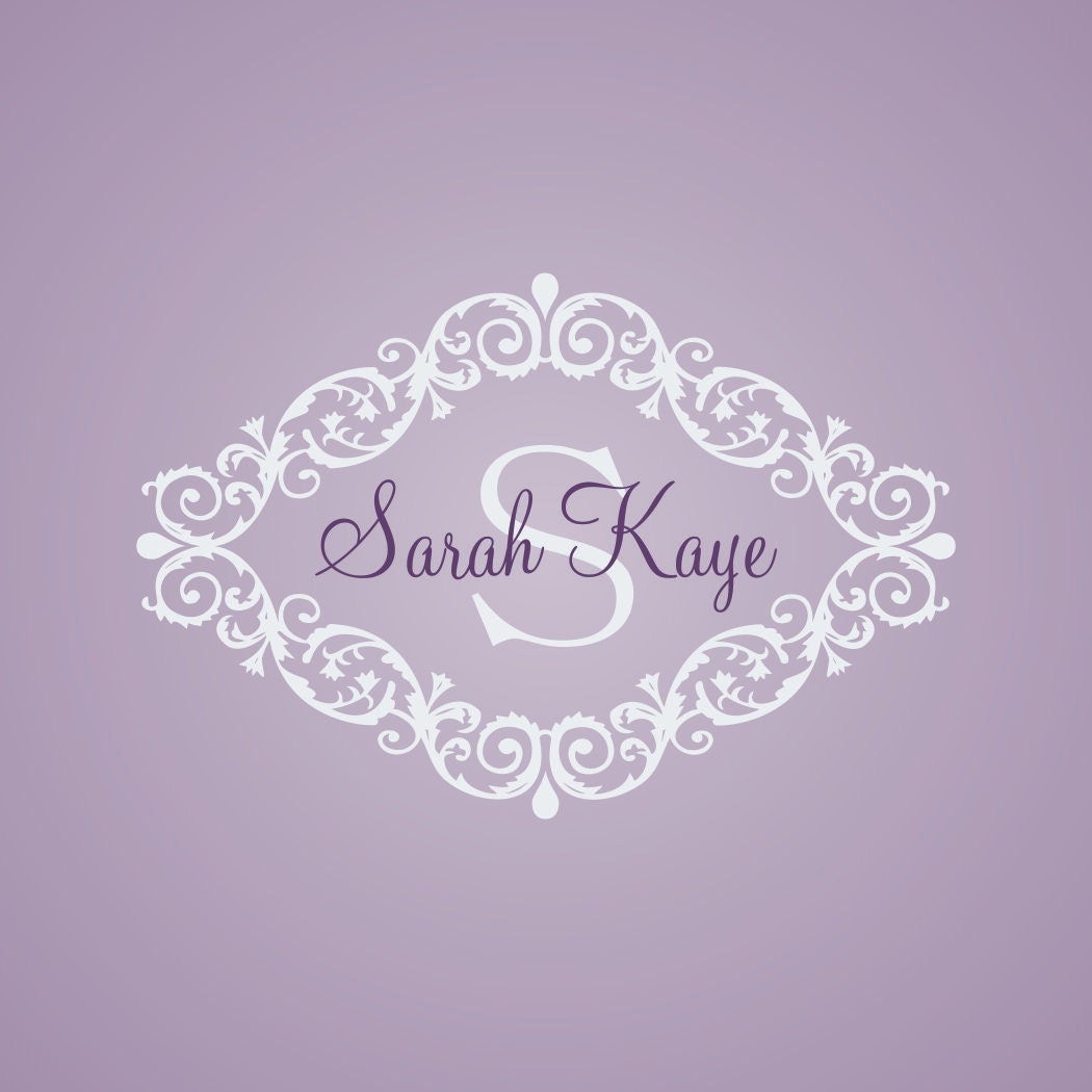 Personalized Girl Name and Middle Name and Initial Monogram with Lacey Frame Wall Decal Baby Nursery or Girl's Room Decor 12" X 18"