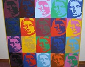 Vintage Pop Art Painting Acrylic Red Cloud 1970s Warhol Look Psychedelic Mod