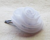 Rose hair clip, in snow white chiffon fabric, small