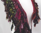 Earthy  Distressed Look  Recycled Sari Silk Scarf Collar