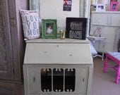 Small Secretary Desk with Decorative Cabinet Base