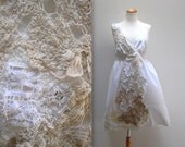 white coral. women's sundress sz l . upcycled clothing tattered lace bohemian shabby eco chic mori girl summer alternative wedding dress
