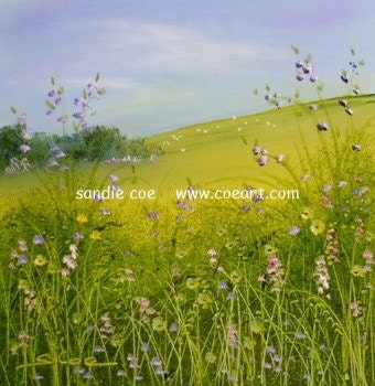 Original Oil Painting "Wildflowers" 4x4 in 9x9 Double Mount Sandie Coe Art on Etsy