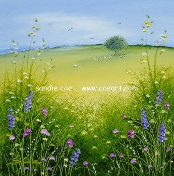 Original Oil Painting "Wildflowers" 4x4 in 9x9 Double Mount Sandie Coe Art on Etsy