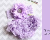 Lavender Lace bloomer, Lovely lilac purple newborn lace Diaper Cover Bloomer Set flower baby Headband newborn baby girl photography