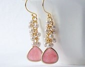 Pale Pink Pearl Cluster Earrings, Pearl Cluster Earrings