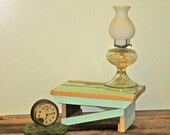 Primitive Green Wooden Stool Farm  Green Shades Over Fir Lumber