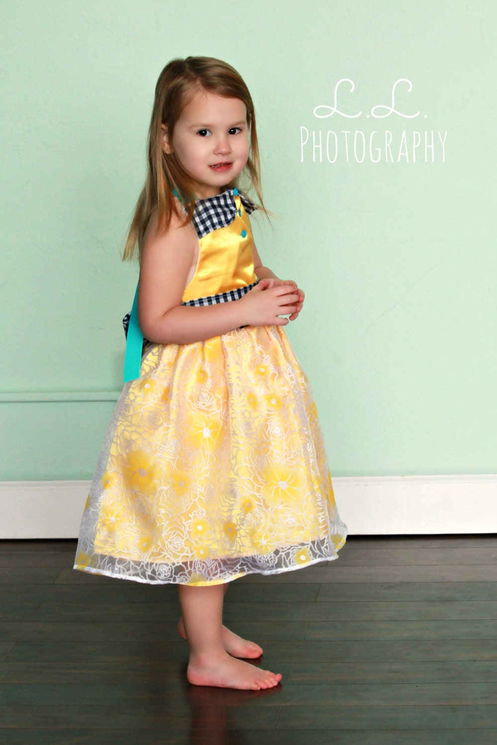 The Modern Princess Dress in Yellow - Retro halter style dress - sizes 12/18mo, 18/24mo, 2T, 3T, 4T, 5/6, 7/8, 9/10
