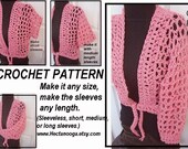 Crochet PATTERN num. 375.. Pink Mesh Shrug, make it any size, make it sleeveless, short, medium or long sleeves...