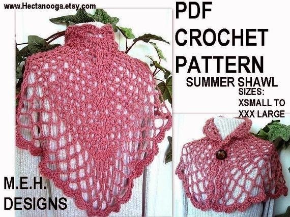 CROCHET PATTERN, number 239.......Sweet Summer Shawl one skein shawl..... Make it any size Girls to Women.