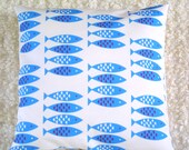 Newlyn Fish Blue cushion cover pillow sham