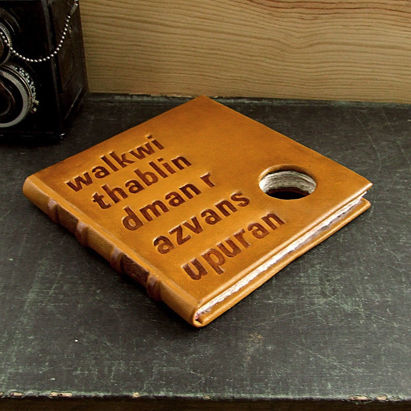 RESERVED. Artist book: "Walk with a Blind Man". Handbound in leather, illustrated, handmade paper. Limited edition of 30 copies.