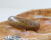 All You Need Is Love Stained Wooden Bangle with Beatles Lyrics Graffiti