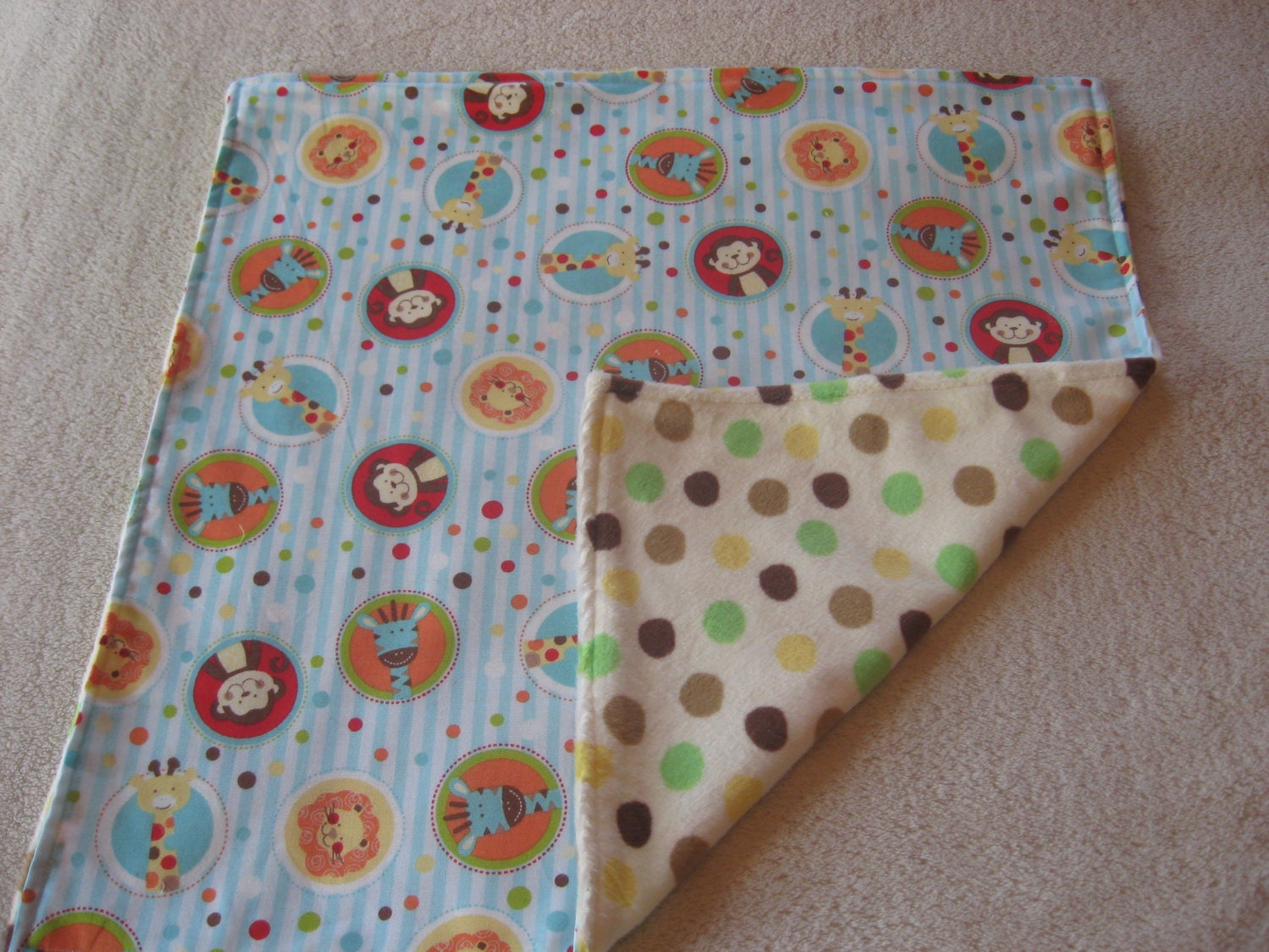 Cute Zoo Animal Baby Girl or Boy Security Lovey Blanket