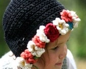 Blooming Bouquet Girls Bonnet - Eco Friendly Hand Knit Flower Hat - Organic - Sweet Spring