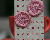 crochet granny square post earrings in pastel pink by yourmomdesigns (rts)