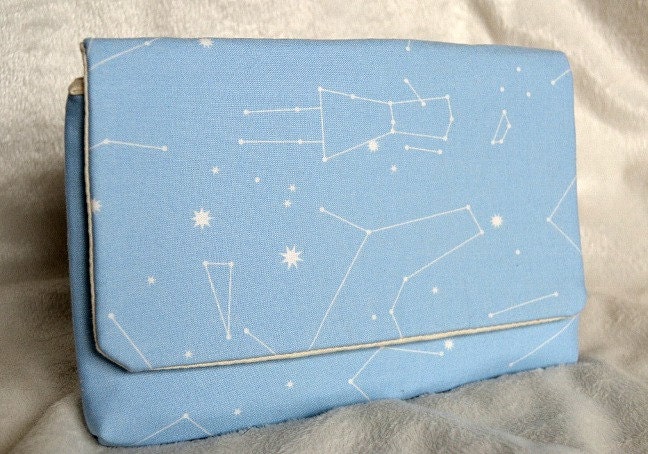 Summer Night Stars Constellation Clutch in Light Blue