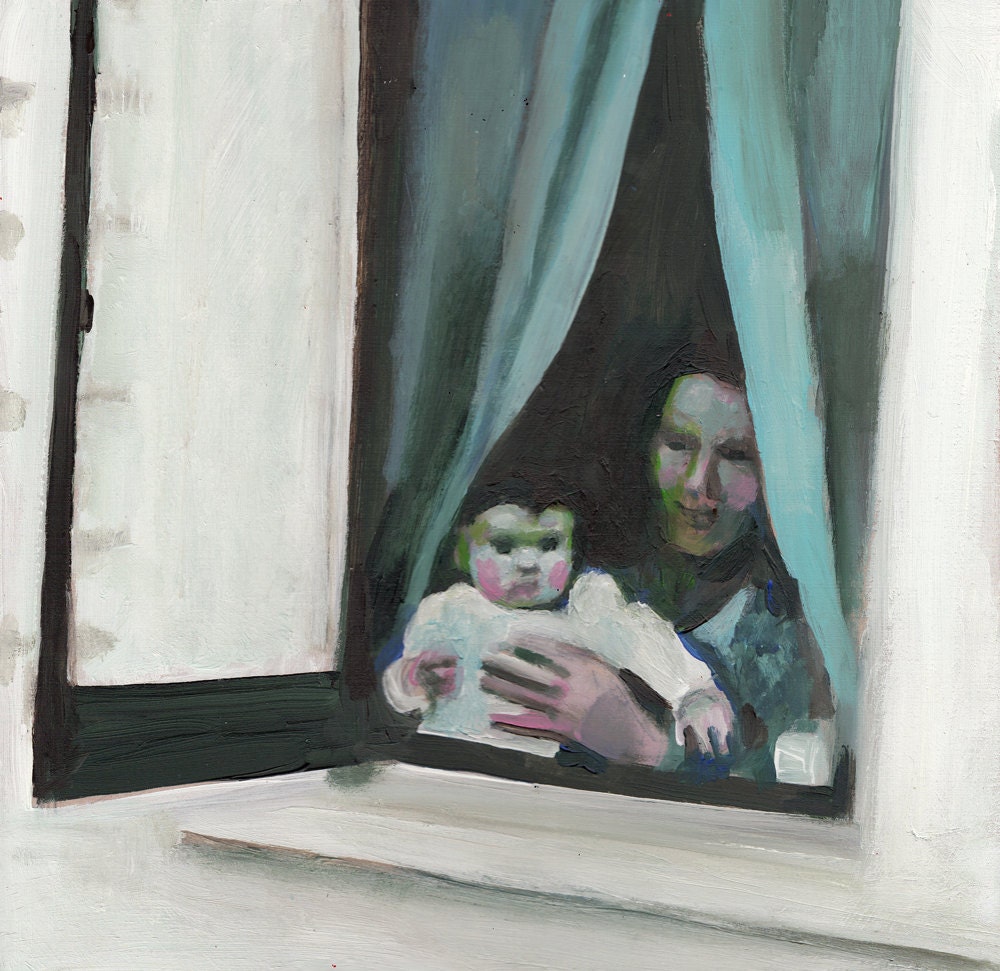 Outside the window / original acrylic painting on mdf