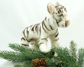 Needle Felted Animal White Tiger Wool Sculpture